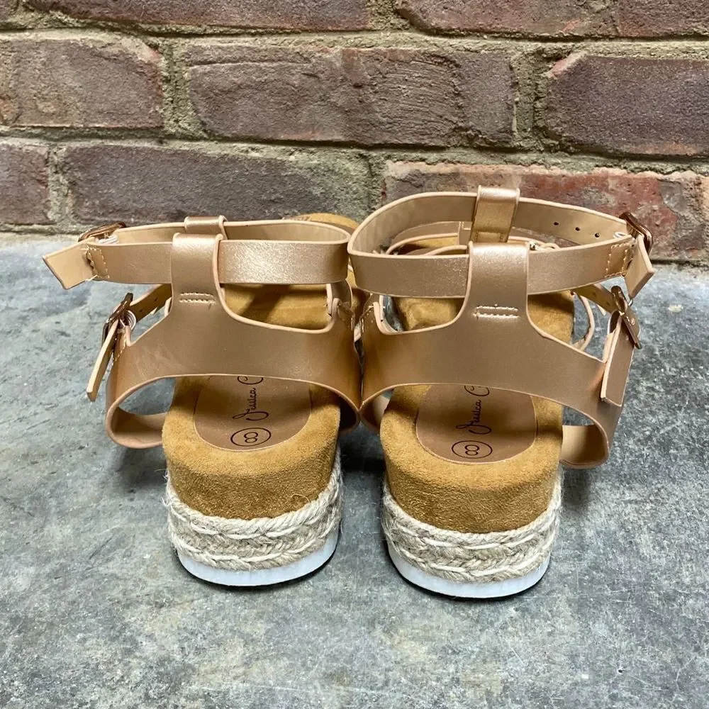 Jessica Carlyle Rose Gold Espadrille Platform Sandal Size 8 NWOT